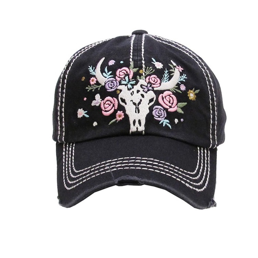 1-pack black embroidered floral